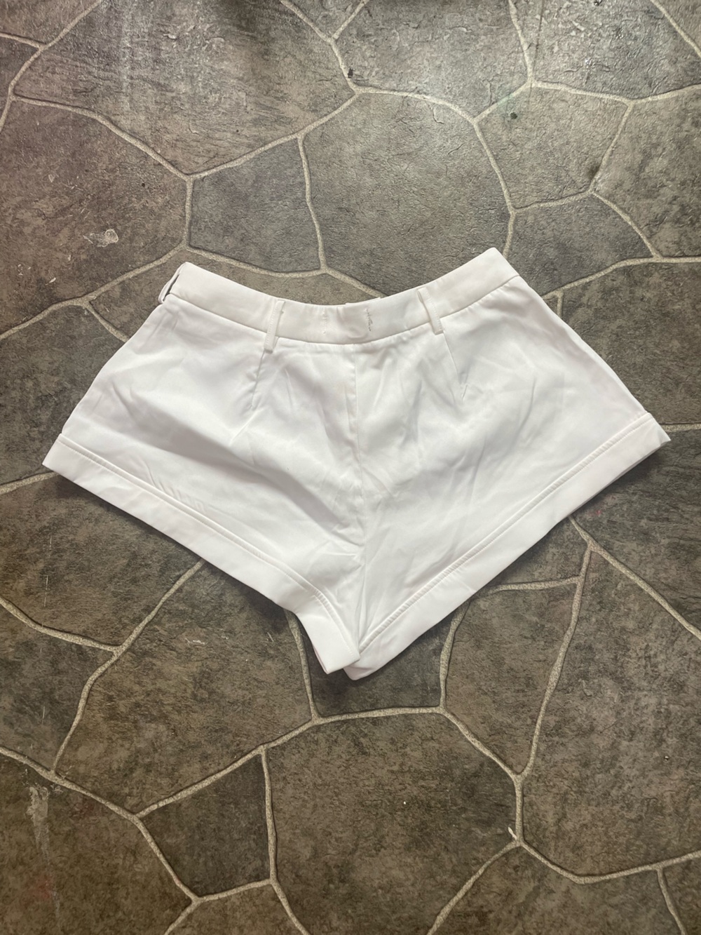 Women's White Stretch High-Rise Shorts